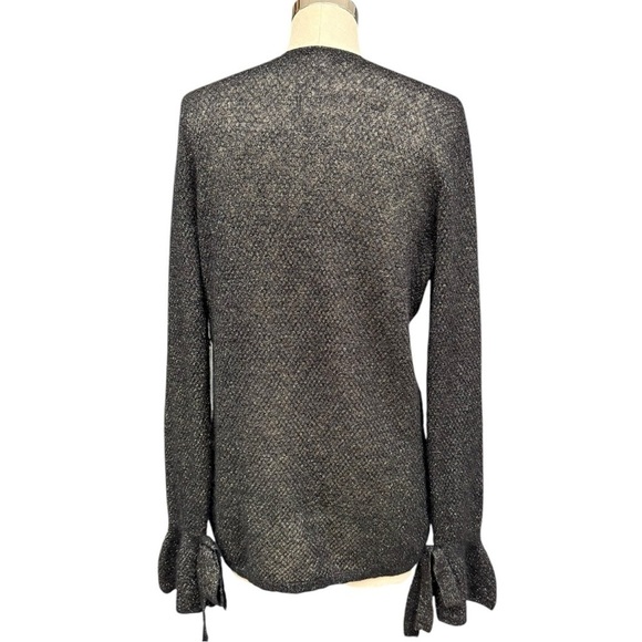 Lewit Metallic Mohair Blend V-Neck Sweater Black Size M - Picture 4 of 10